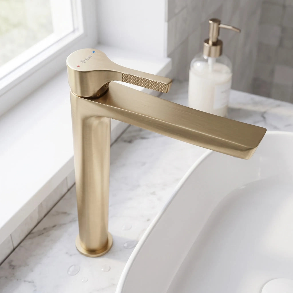Rubinetto Da Lavabo Premium Rea Maxim Brush Gold High