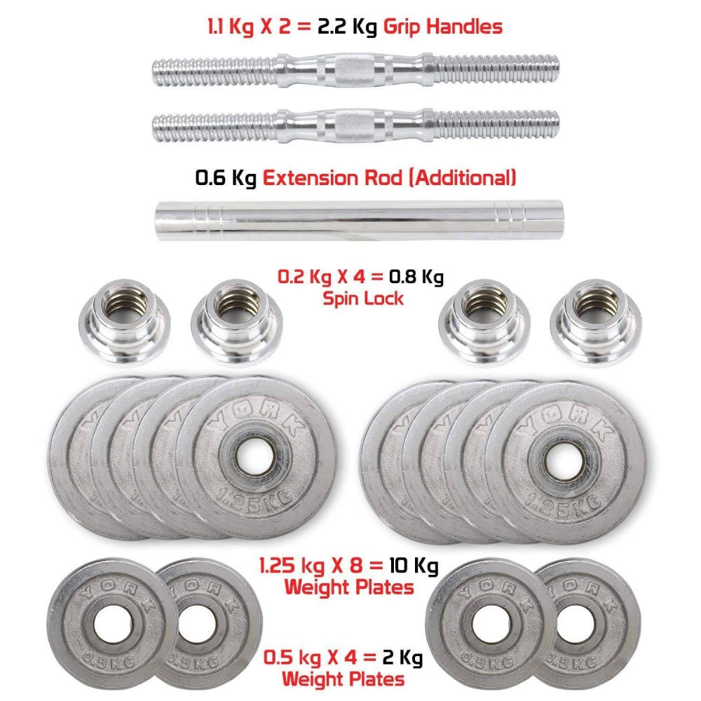 Trade Shop - Manubri Con Bilanciere Regolabile Totale Di 15 Kg Sollevamento Pesi Bodybuilding -