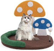 Tiragraffi per Gatti a Forma di Fungo, Lettino Moderno in Sisal con Piattaforma Ampia e Confortevole,Pallina e Poggiatesta Imbottito, Cuccia Gatti Interno