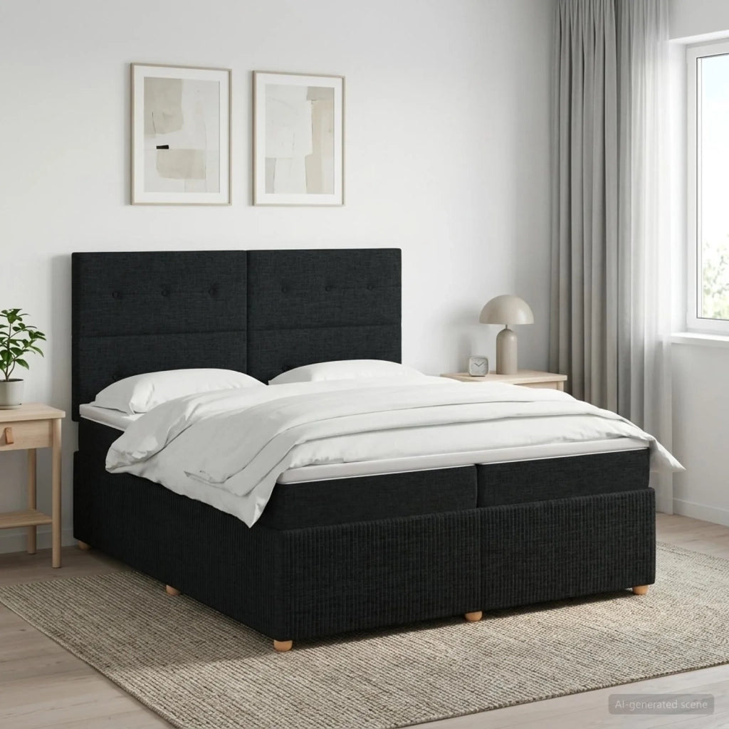 Letto box spring con materasso Nero 200 x 200 cm Tessuto 3454475