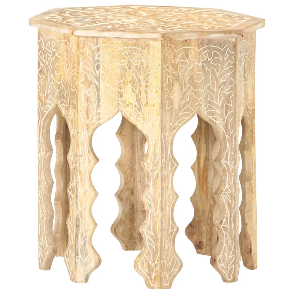 Tavolino da Salotto Ã˜48 cm in Legno Massello di Mango