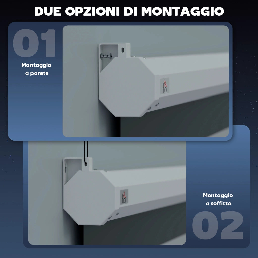 Schermo Proiettore Motorizzato 100 Pollici ¨C zephmum ¨C Bianco 203x152 cm Parete Soffitto