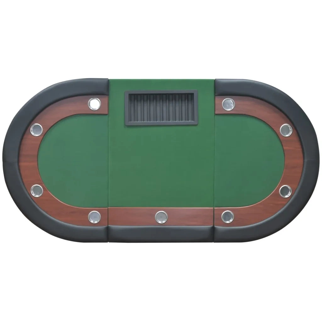 Tavolo Poker 10 Giocatori Postazione Dealer Vassoio Chip Verde 80133
