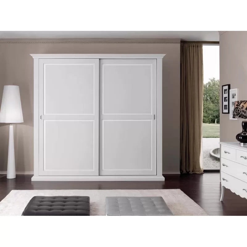 Letto matrimoniale shabby chic bianco legno massello