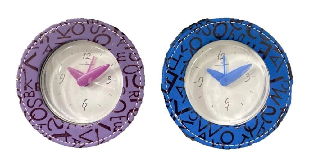 Sveglia Orologio con cornice in ecopelle tonda lilla nazareno 7 cm
