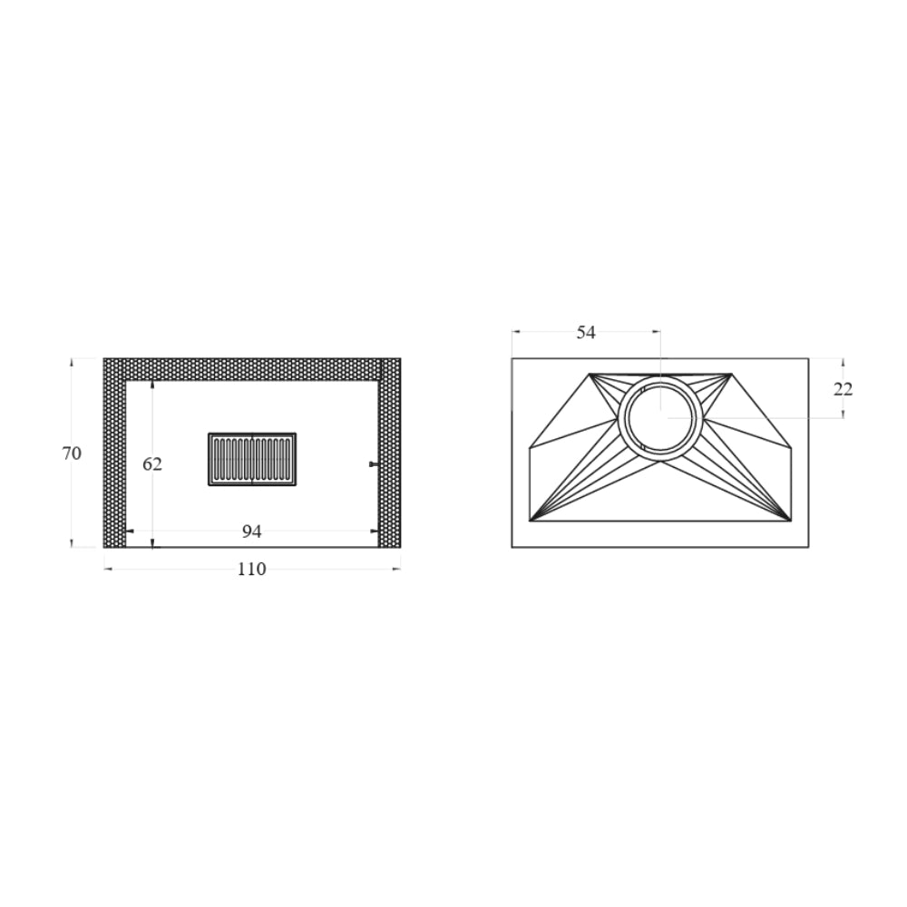 Camino legna prefabbricato refrattario focolare aperto qr110 riscaldamento