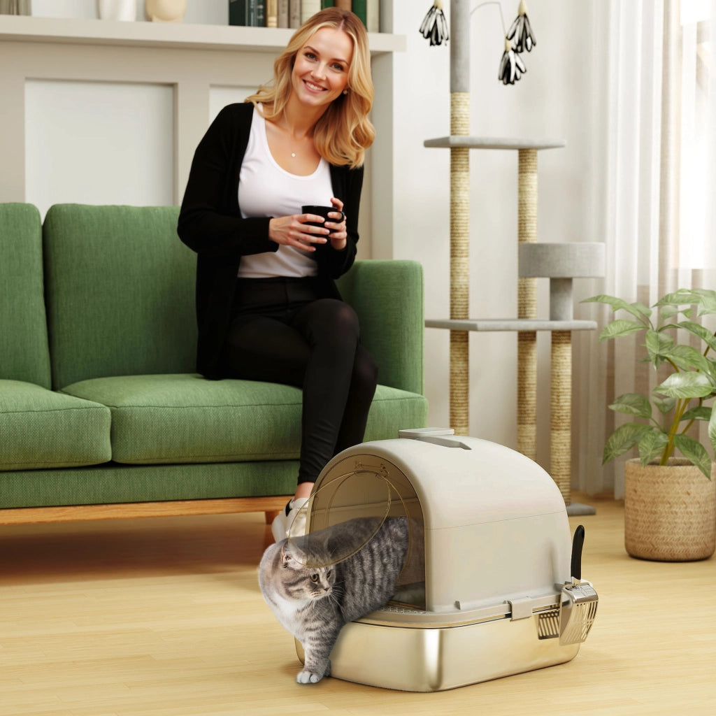 Arenero per Gatti ¨C zephmum ¨C Grigio Acciaio Inox 52,4x41,3x39,9 cm