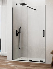 Porta doccia scorrevole 1+1 CIRENE (KENNA) 135 cm Profilo Nero Barra Perpendicolare