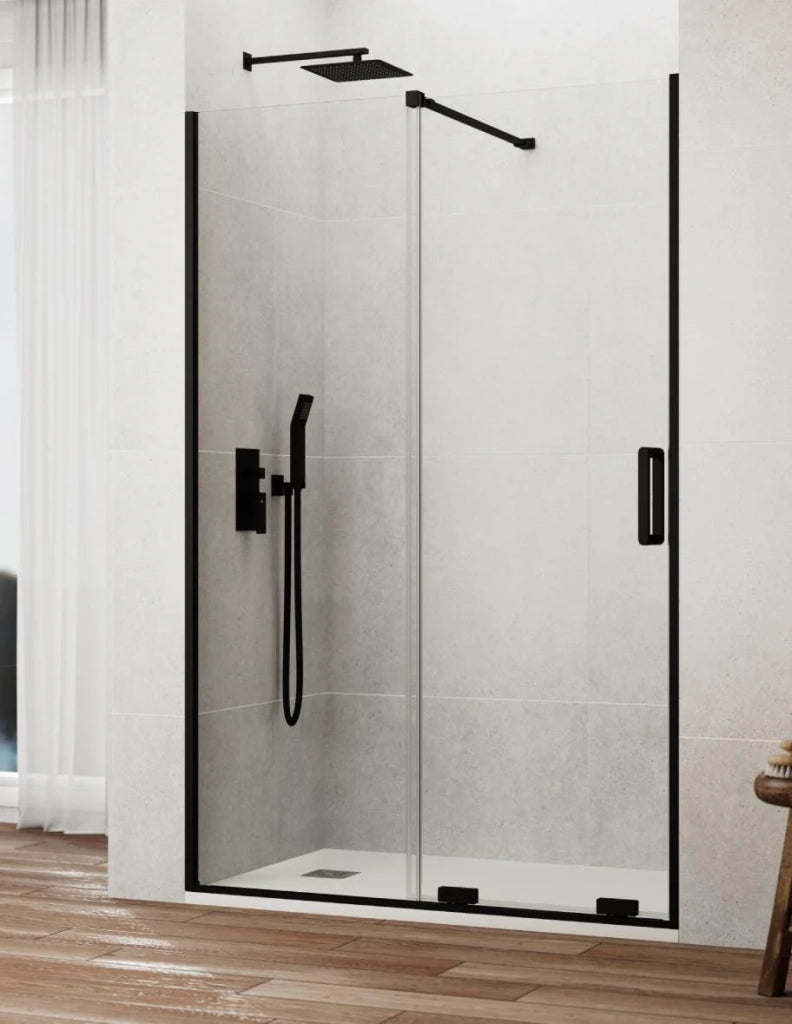 Porta doccia scorrevole 1+1 CIRENE (KENNA) 135 cm Profilo Nero Barra Perpendicolare