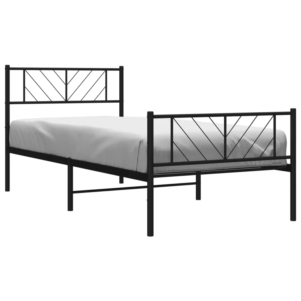 Giroletto con Testiera e Pediera-Struttura Letto Metallo Nero 100x200 cm 396390