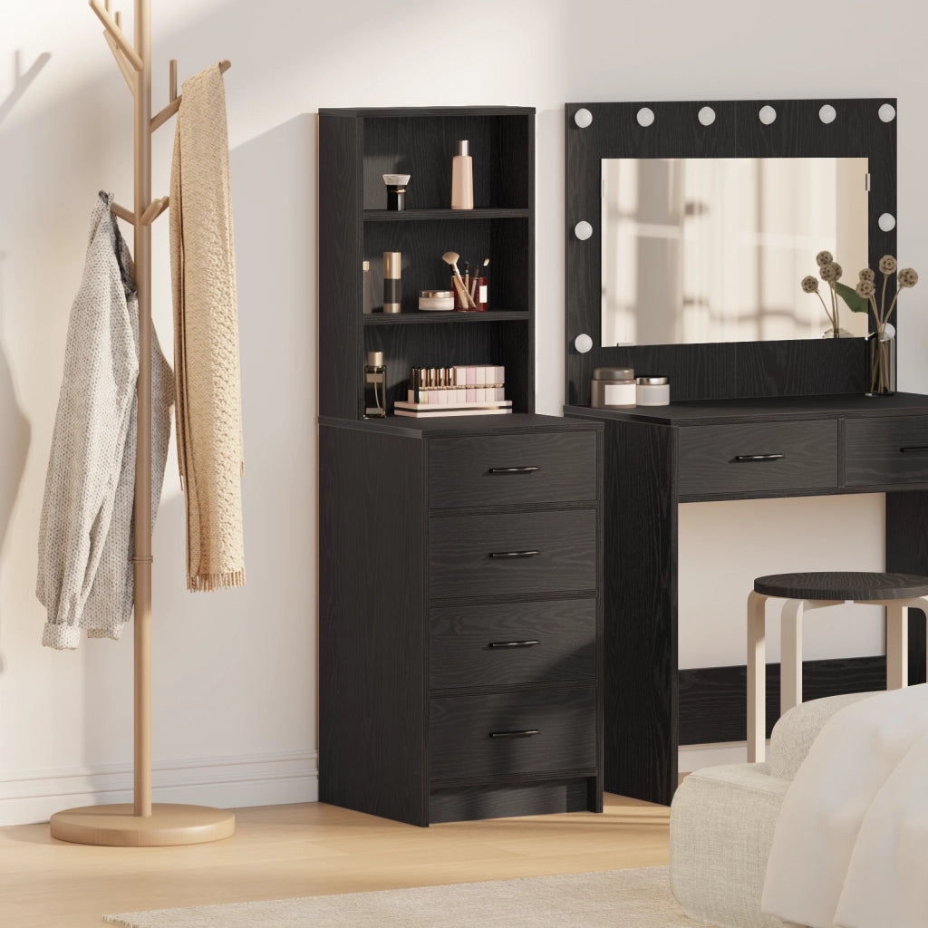 Highboard Nero Quercia 40x41x135 cm Legno ingegnerizzato