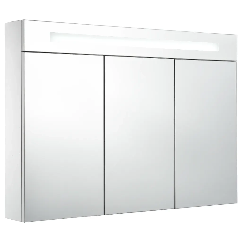 Armadietto Bagno con Specchio e LED 88x13x62 cm 285121