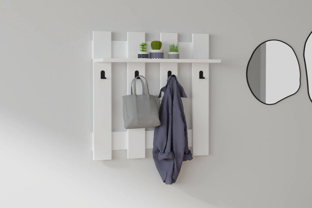 Appendiabiti da parete in legno "Carina" - 70 x 14 x 70 cm - Bianco