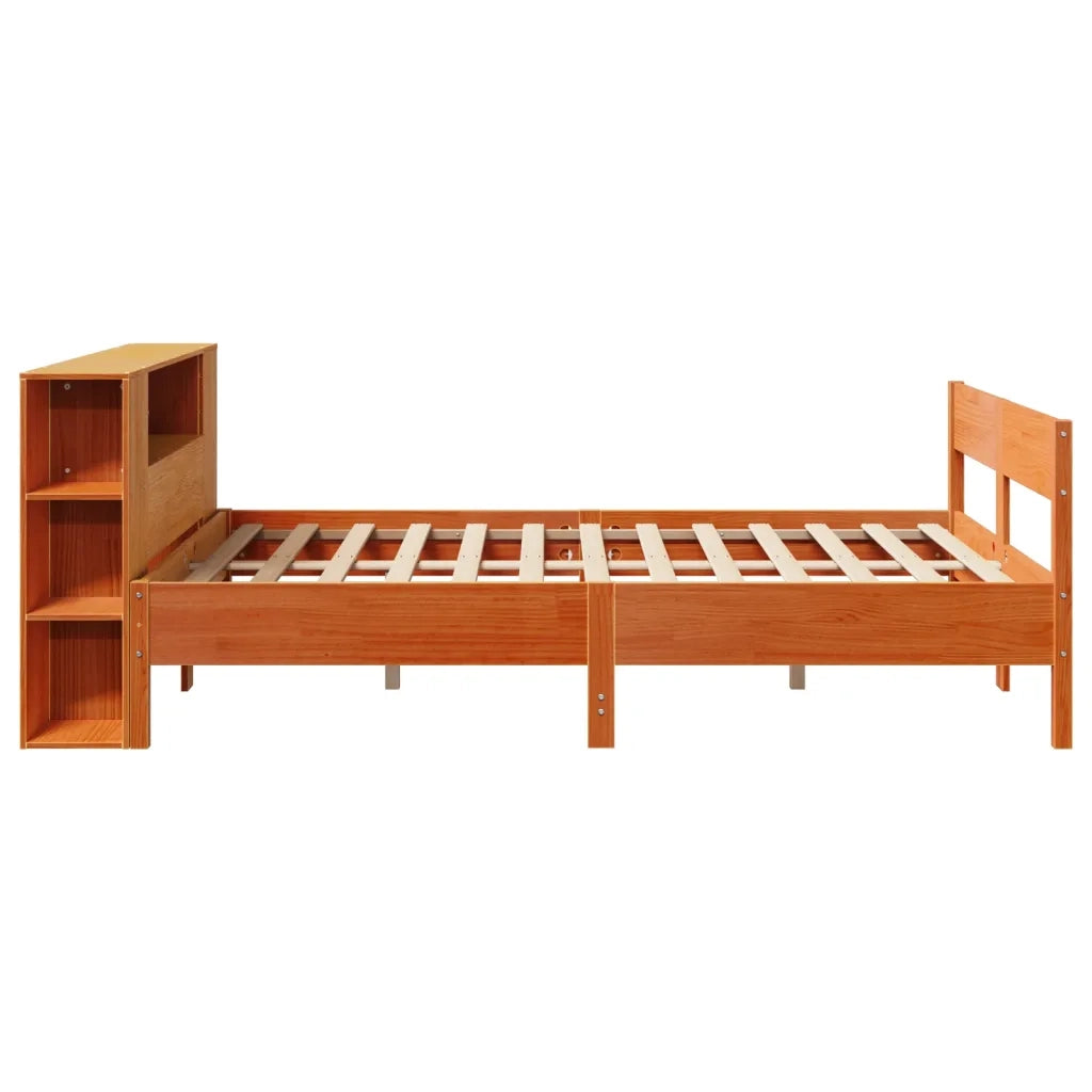 vidaXL Letto Libreria senza Materasso Marrone Cera 135x190 cm in Pino