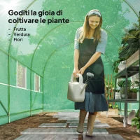 Serra per Orto a Tunnel 3.5x2x2m in PE e Metallo con 6 finestre e Porta Avvolgibile, Verde