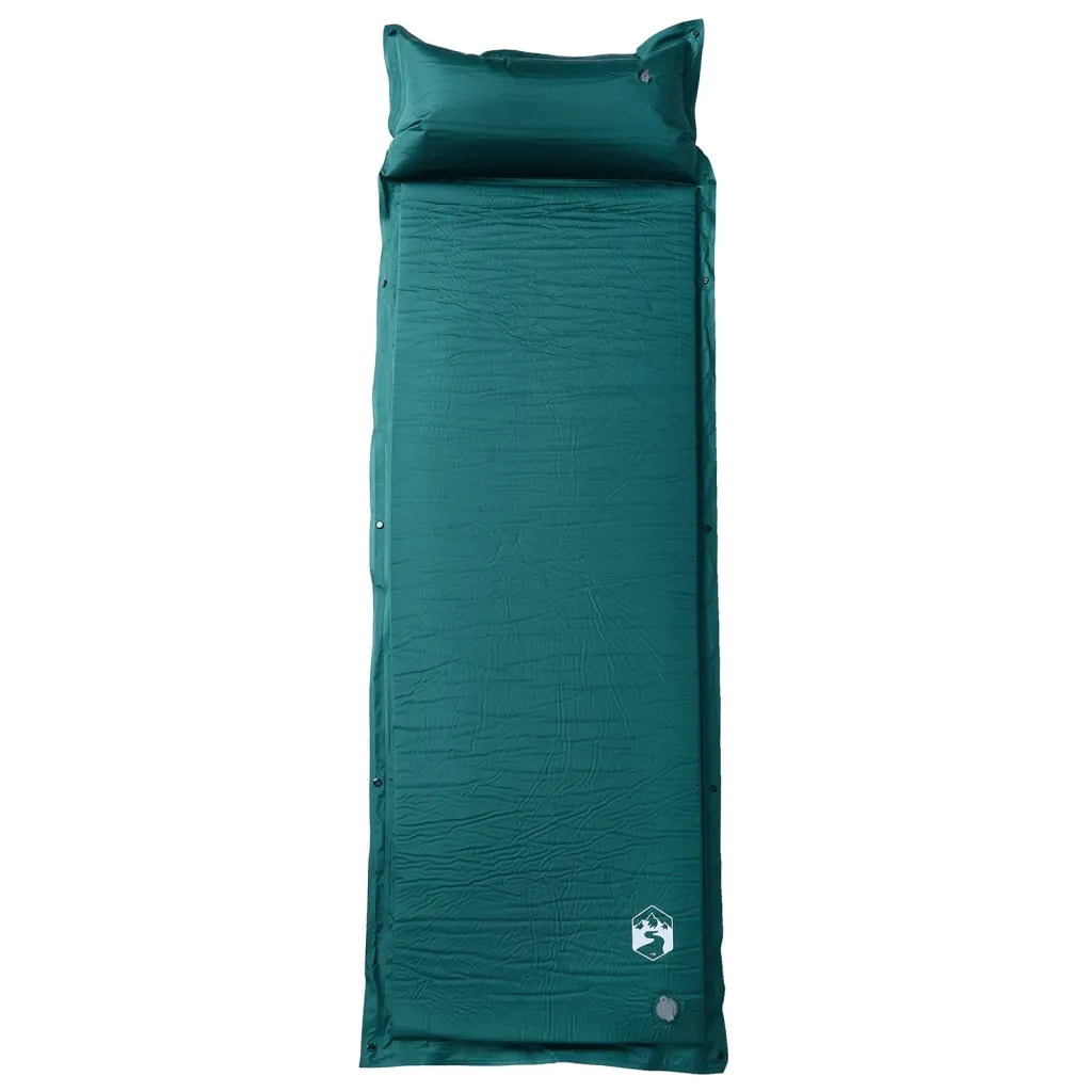 Materasso Campeggio Autogonfiabile con Cuscini 1 Persona Verde CFW2838334
