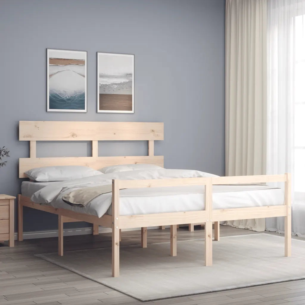 Letto per Anziani con Testiera 160x200 cm in Legno Massello 3195361