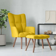 Divano Sedia-Poltrona Relax con Poggiapiedi Giallo Senape in Velluto 387175