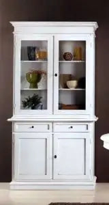 Credenza cristalliera in legno 2 porte mod Martini Shabby chicbianco decorato a mano