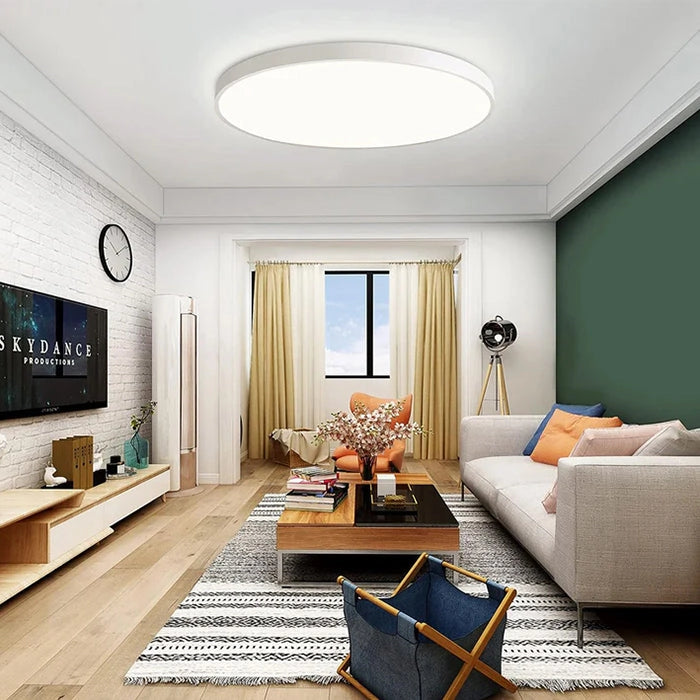 Plafoniera LED Slim 36W 3600lm Ø48cm CCT-Switch 6500K/4000K/2700K – Luce fredda calda o naturale Selezionabile, Bianco, Angolo 120°, IP40 – Design Ultra Sottile