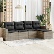 vidaXL Set Divano da Giardino 5pz con Cuscini Grigio Chiaro Polyrattan