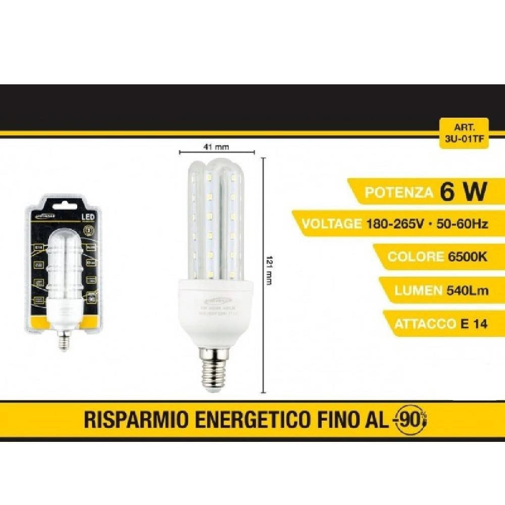 Trade Shop - Lampadina Led 3u E14 6w Luce Fredda 6500k Naturale 4000k Calda 3000k 36d 3u01t -