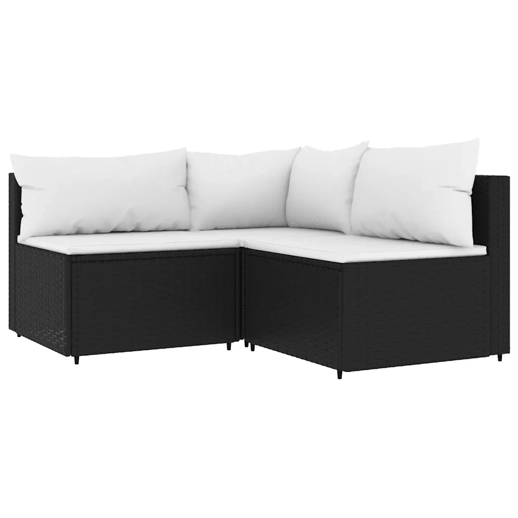 Set Divani da Giardino 4 pz con Cuscini Nero in Polyrattan