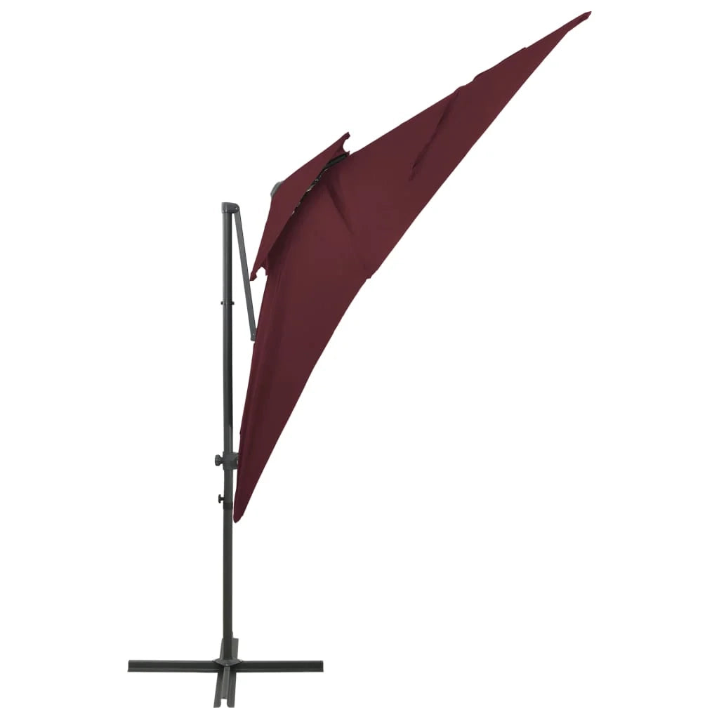 Ombrellone a braccio con doppio tetto 250 x 250 cm rosso bordeaux 02_0008570