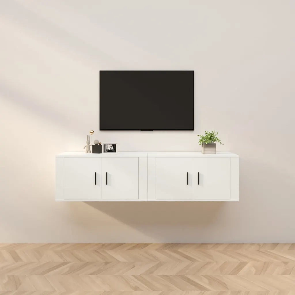 Mobili Porta TV a Parete 2 pz-Set di 2 Credenza per TV sospesa Bianco 80x34,5x40 cm
