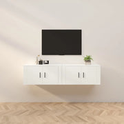 Mobili Porta TV a Parete 2 pz-Set di 2 Credenza per TV sospesa Bianco 80x34,5x40 cm
