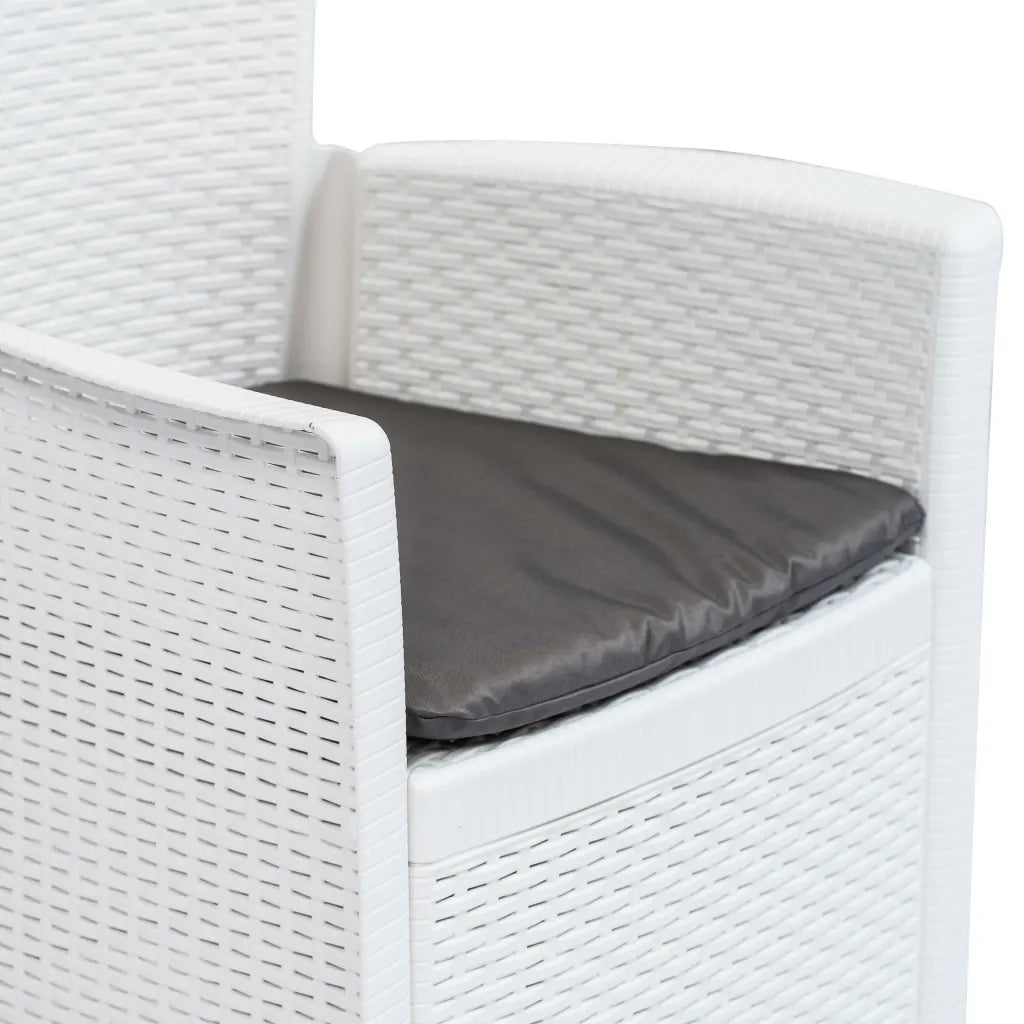 Set Pranzo da Giardino 9 pz in Plastica Stile Rattan Bianco cod mxl 37742