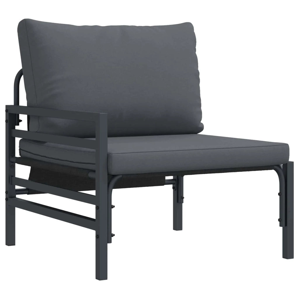 Set Divano da Giardino con cuscino 6 pcs Nero Acciaio 3378976