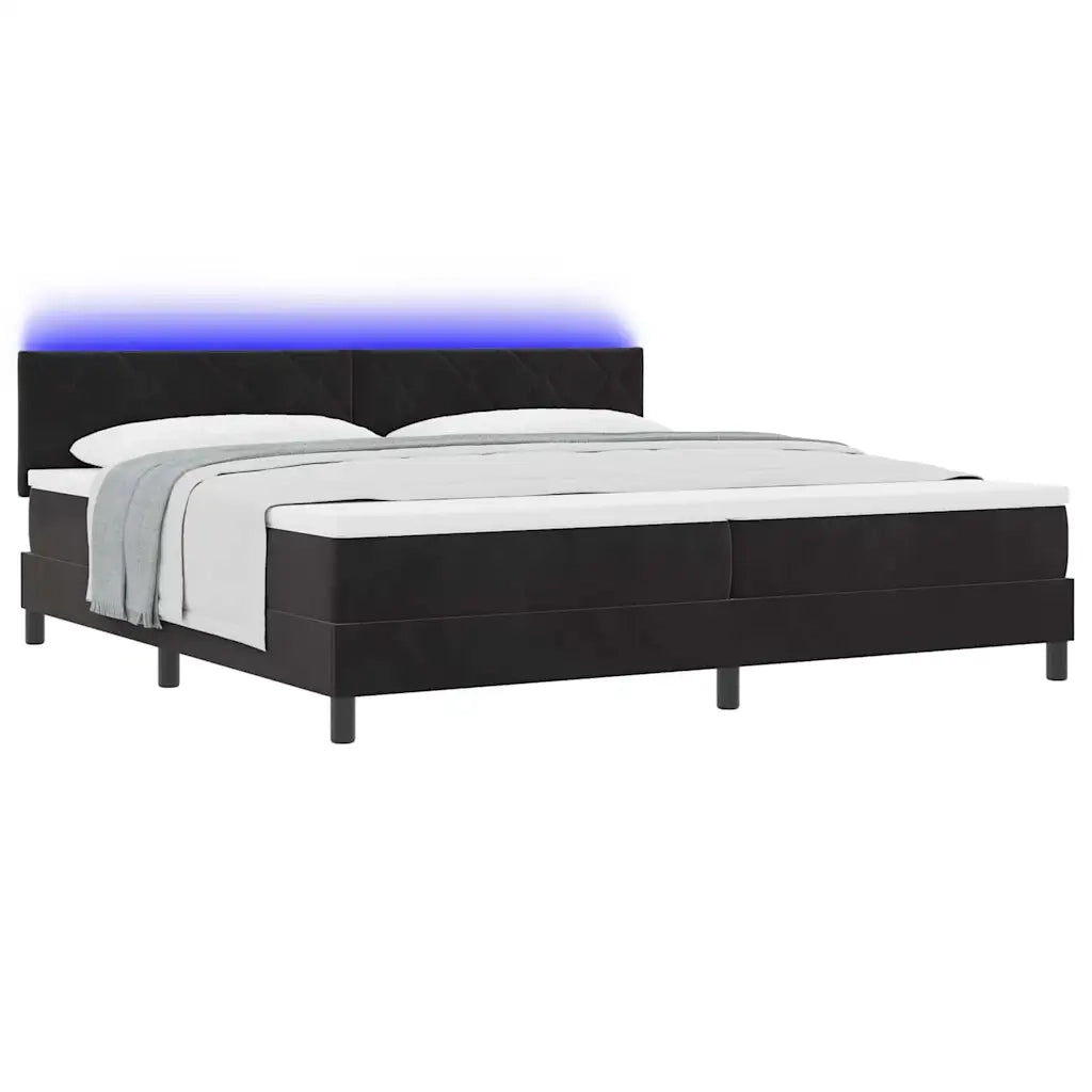 Letto a Sorgente LED con materasso Nero 200 x 200 cm Velluto 3342742
