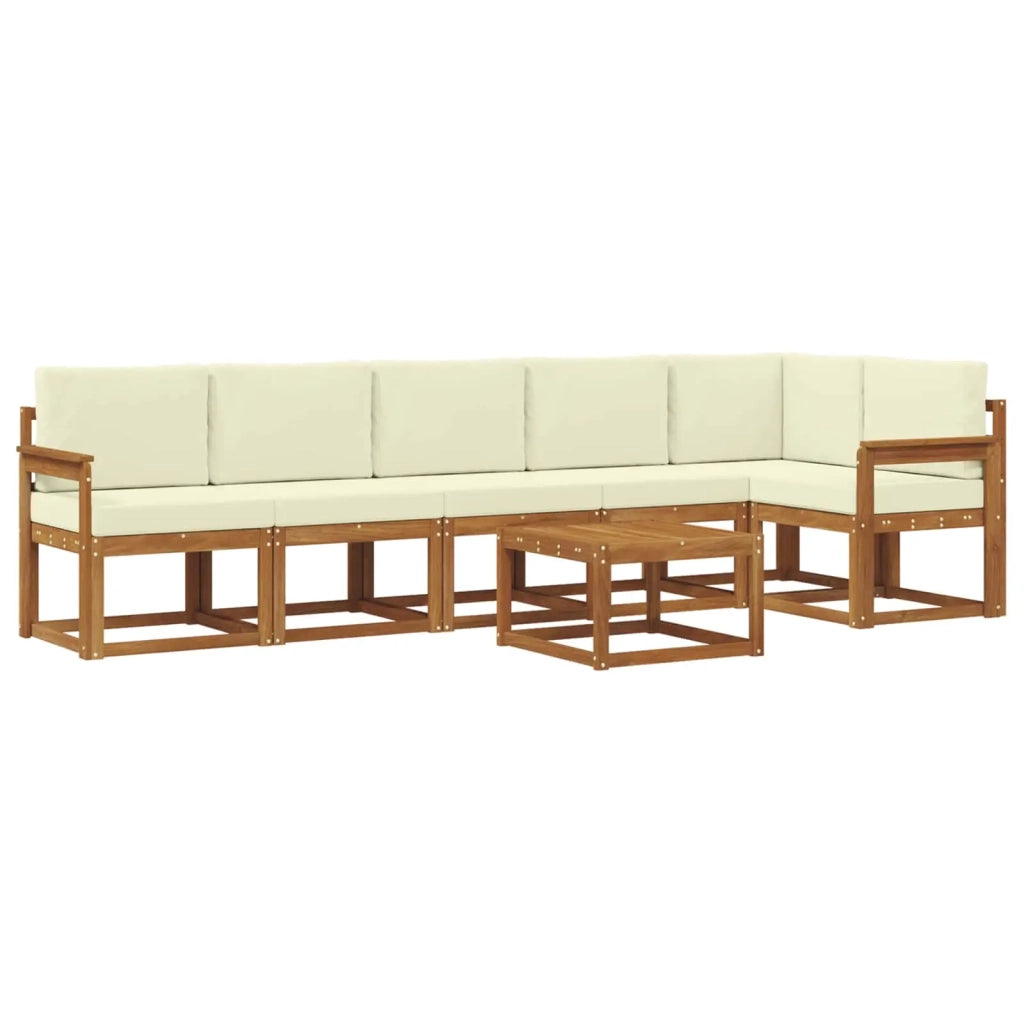 Set di divani da esterno con cuscino 7 pcs Naturale e Crema