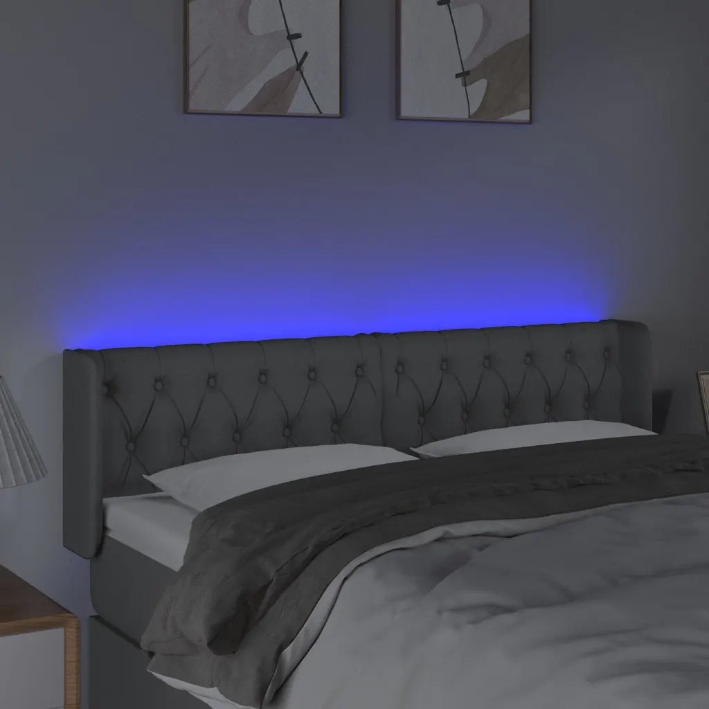 Testiera Grigio Chiaro a LED 147x16x78/88 cm in Tessuto 3123570
