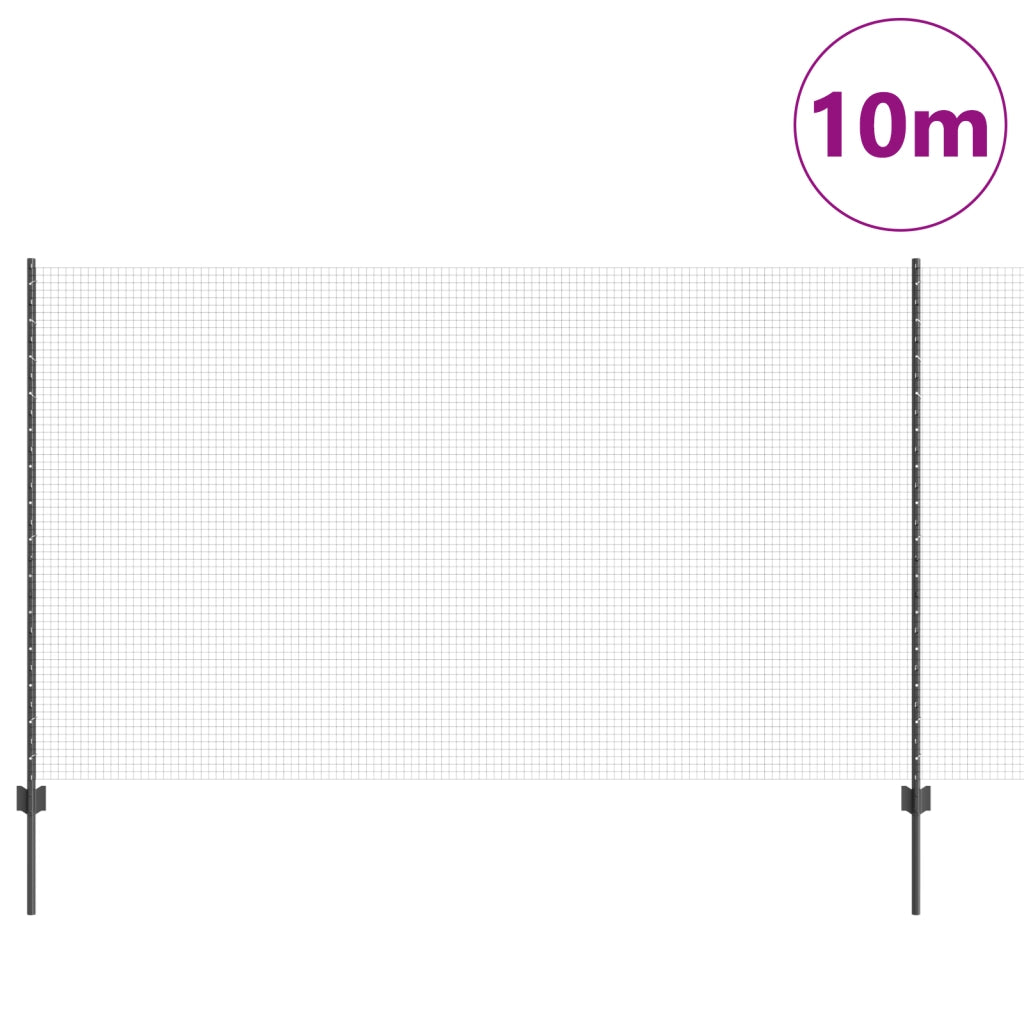 Recinzione in Filo Saldato con 10 Post Grigio 1,4x10 m Acciaio