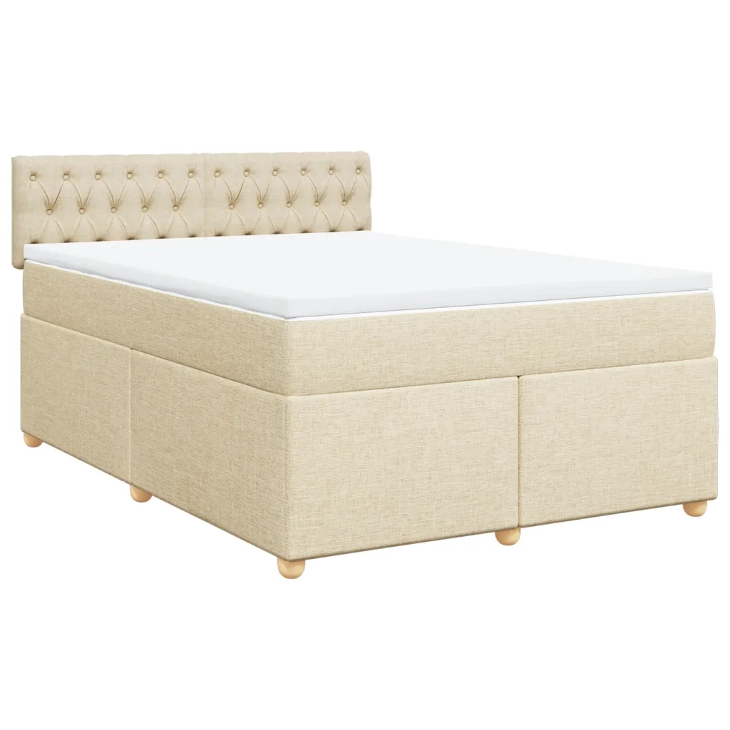 vidaXL Giroletto a Molle con Materasso Crema 140x200 cm in Tessuto