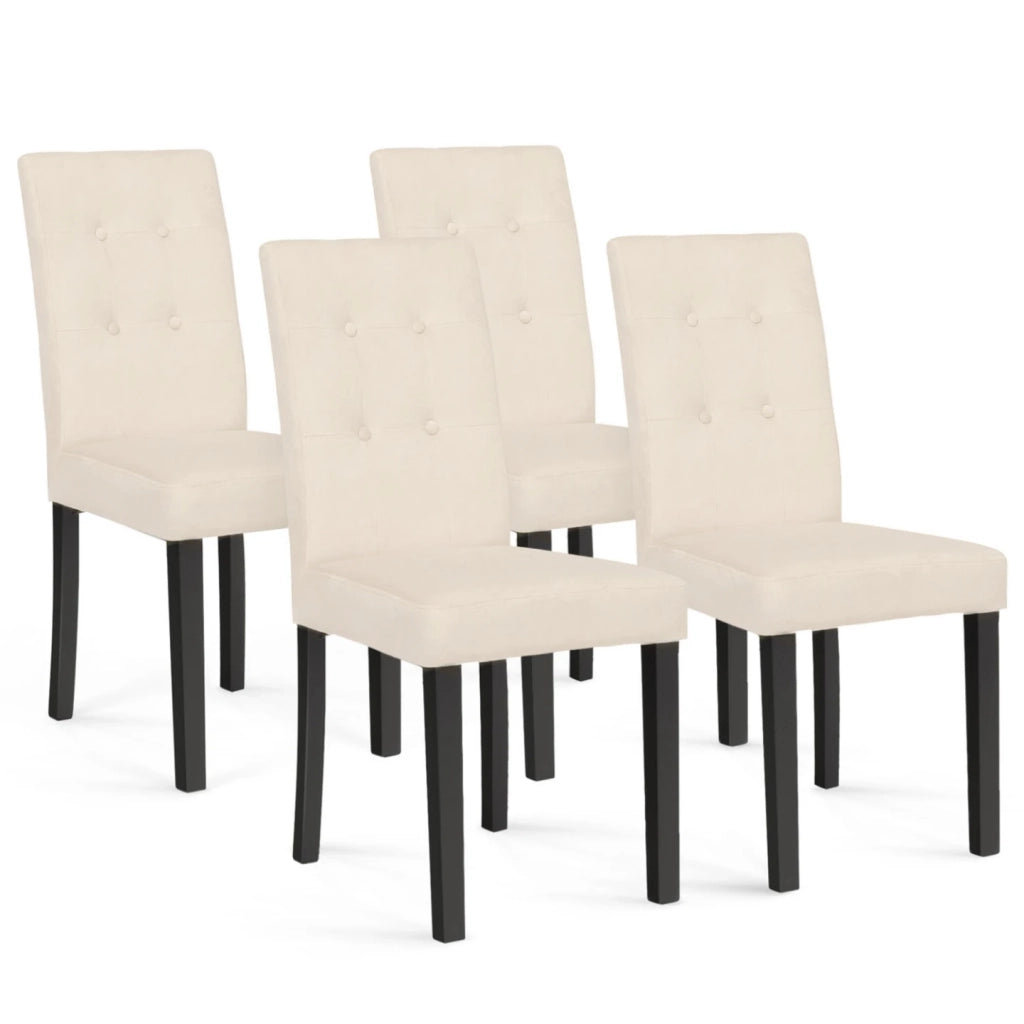 IDMarket - Lote de 4 sillas POLGA tapizadas en terciopelo beige con patas negras