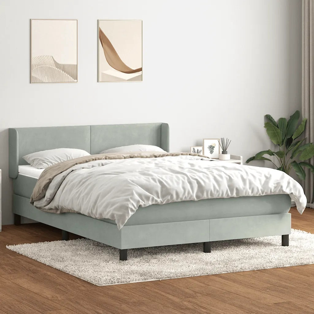 vidaXL Giroletto a Molle con Materasso Grigio Chiaro 160x210cm Velluto