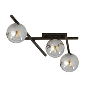 Lampada a sospensione Smart in acciaio nero con diffusori in vetro grafite