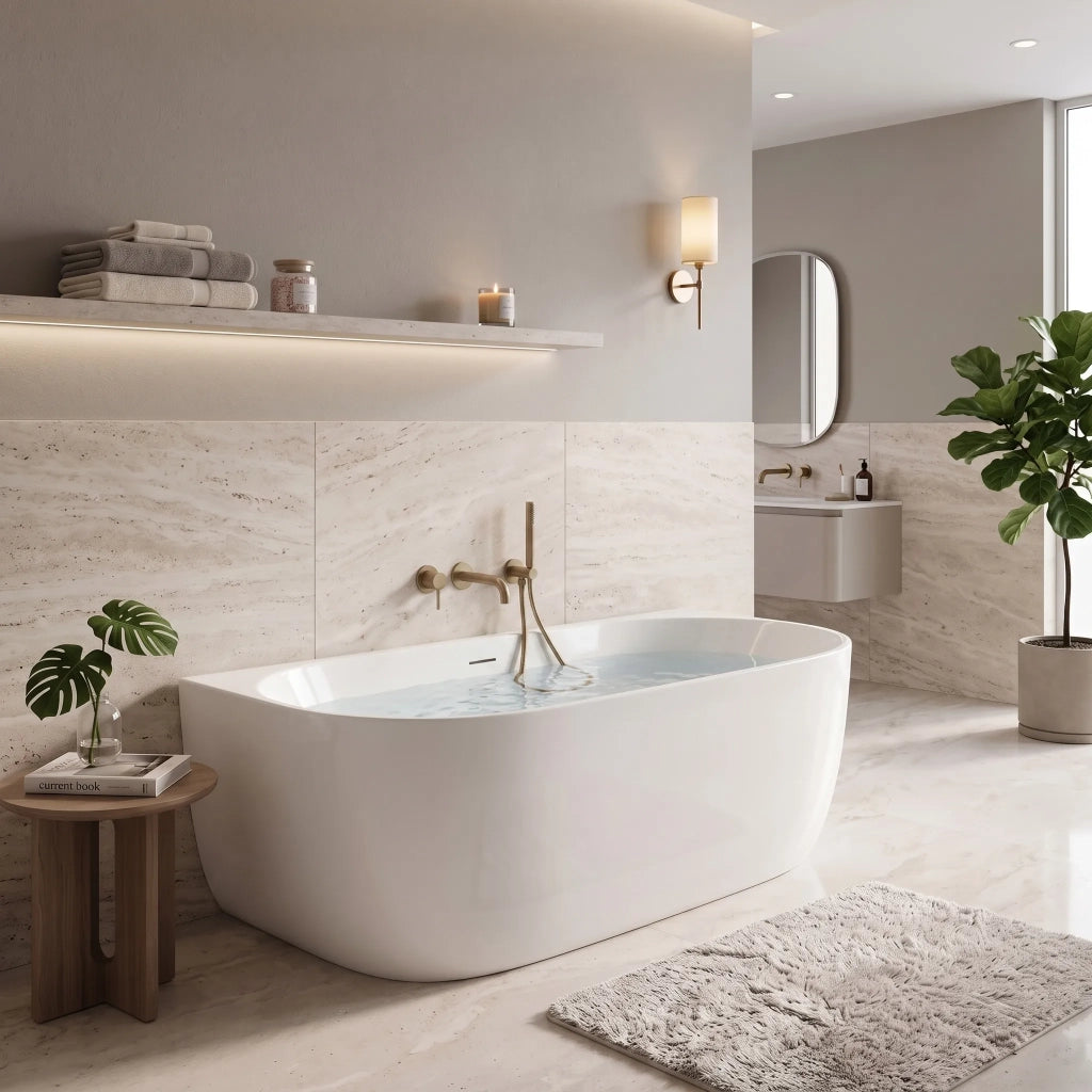 Vasca Bagno A Parete Rea Eris 160cm Copritappo bianco