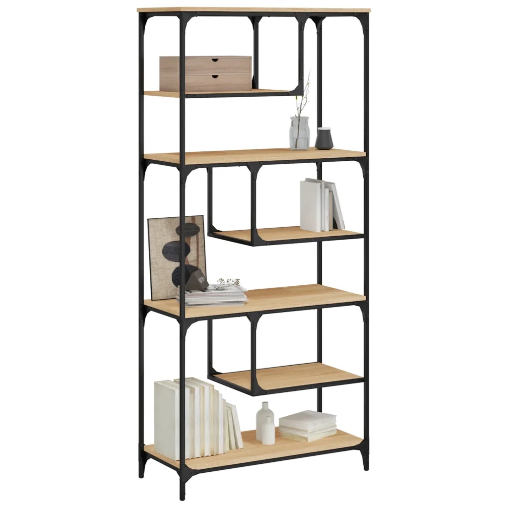 Libreria-Scaffale per Libri-Mobile di Stoccaggio Rovere Sonoma 81x36x176 cm in Legno Multistrato