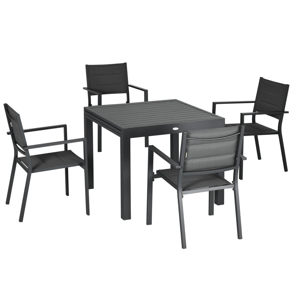 Set da giardino con tavolo allungabile e sedie ¨C zephmum ¨C grigio 90-180 cm 6 pezzi