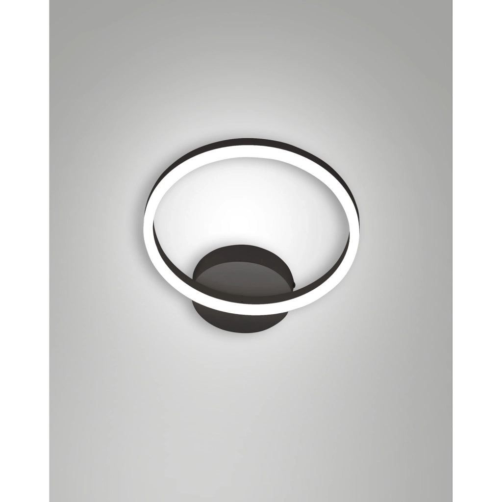 Giotto Applique Nera D.300 unica luce design moderno calda Fabas Collezione Giotto