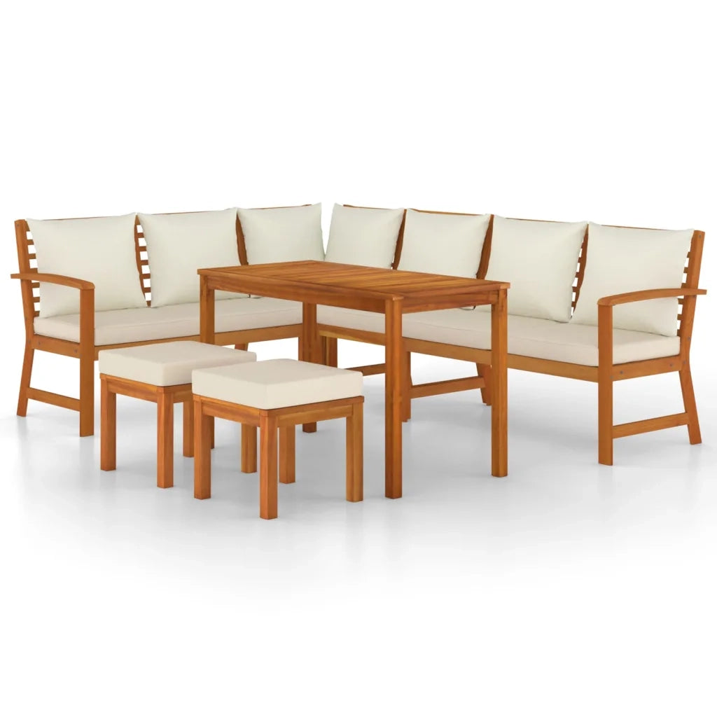 Set da Pranzo Giardino 7pz con Cuscini Legno Massello di Acacia 3154968