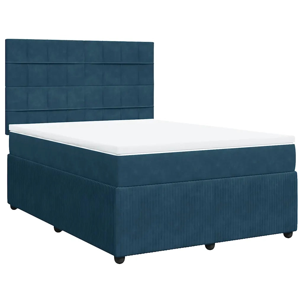 Giroletto a Molle con Materasso Blu Scuro 160x200 cm in Velluto 3292386