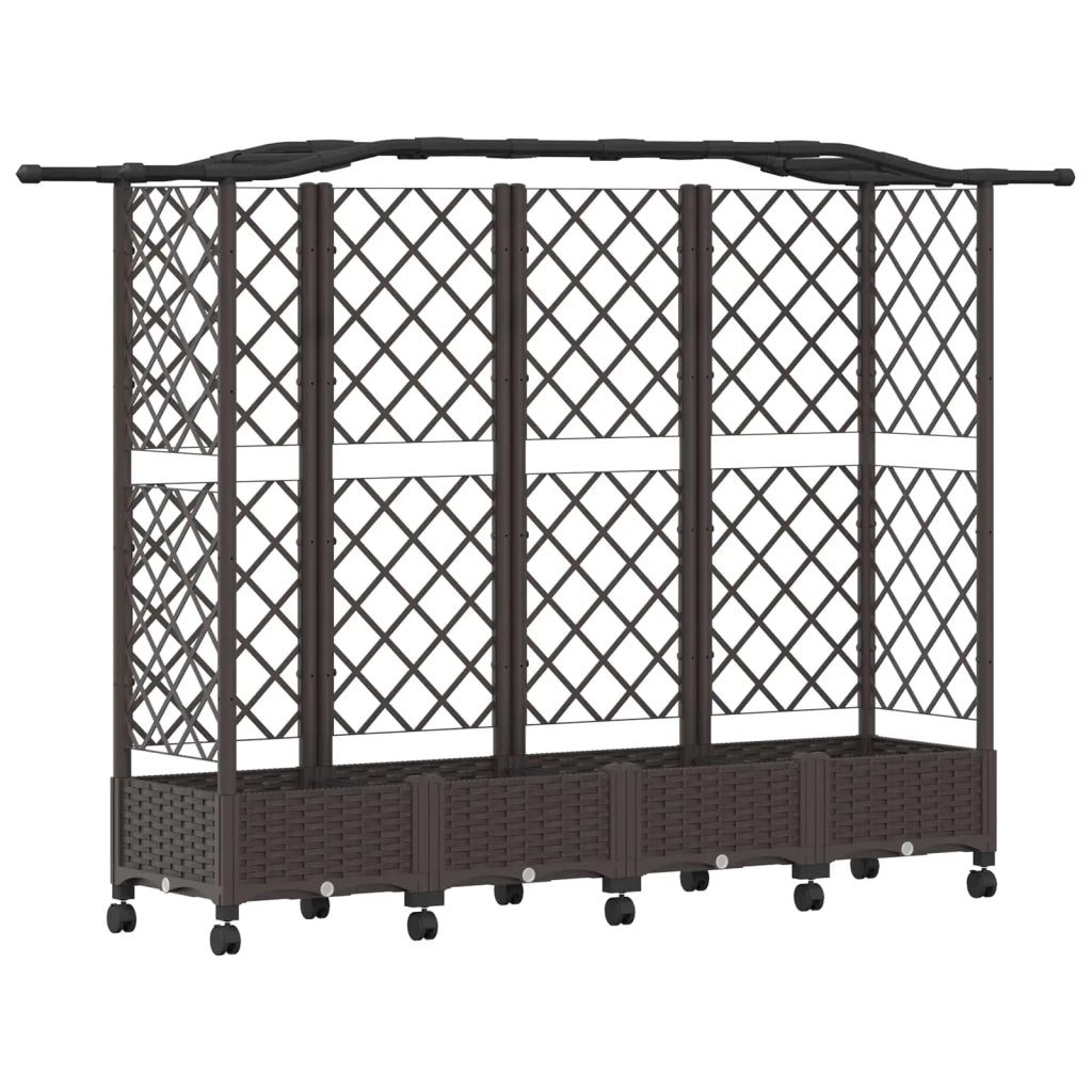 Letto Rialzato con Griglia e Tetto Marrone 203,5 x 40 x 129 cm 3423152