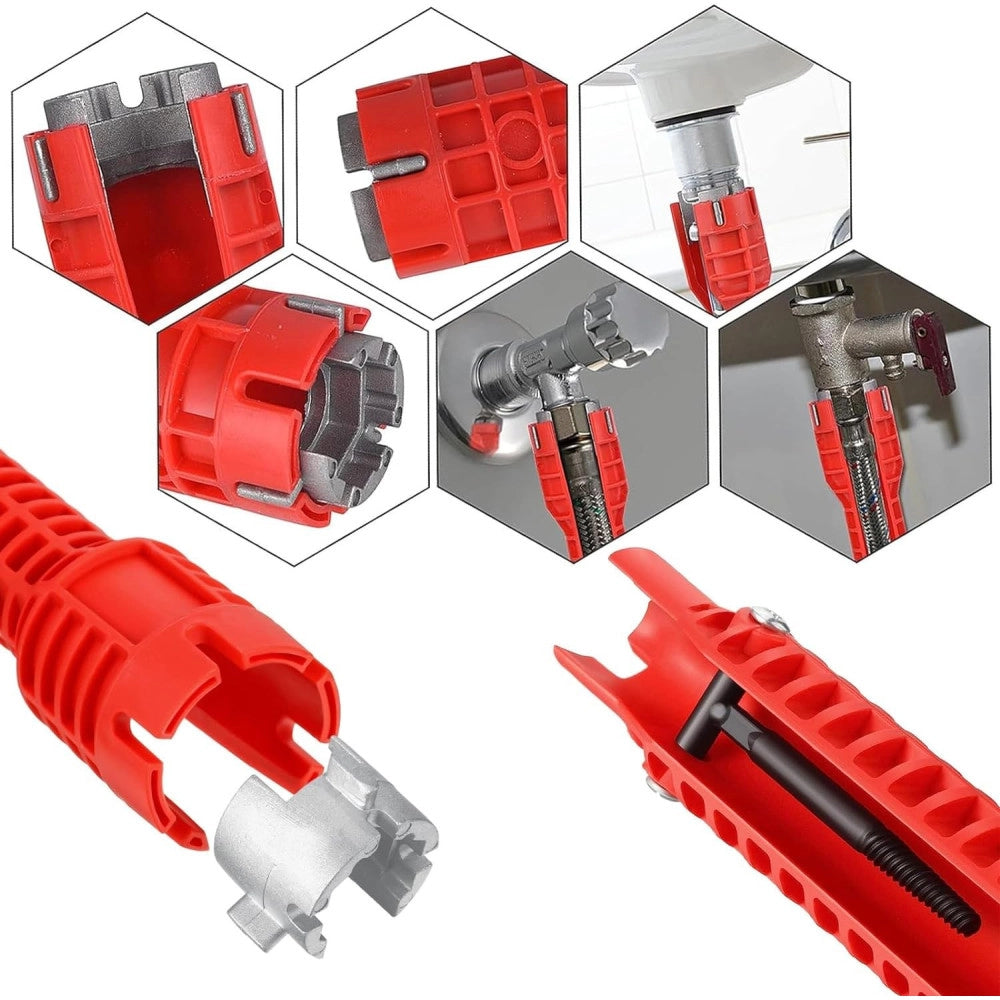 Trade Shop - Chiave Multifunzione A Bussola Per Installazione Rubinetti Tubo Bagno Idraulico -