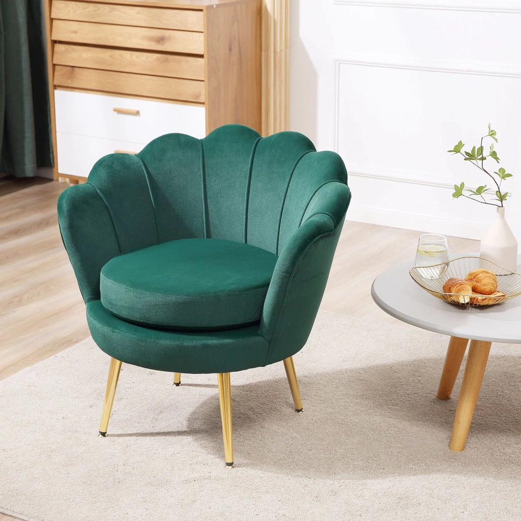 EasyComfort Poltrona Vintage di Design in Velluto Verde Poltroncina da Camera