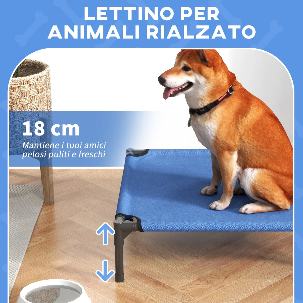 Cuccia per Cani Rialzata Pieghevole Interno Esterno ¨C Zephmum ¨C Metallo Tessuto Oxford Blu 76x61x18 cm